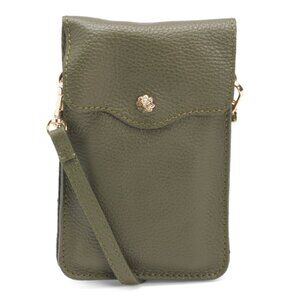 ISADORA Olive Made In Italy Leather Dual Compartment Crossbody
